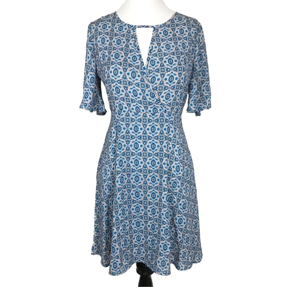 Lush Floral Hearts Flutter Sleeve Dress Size SMALL Retro